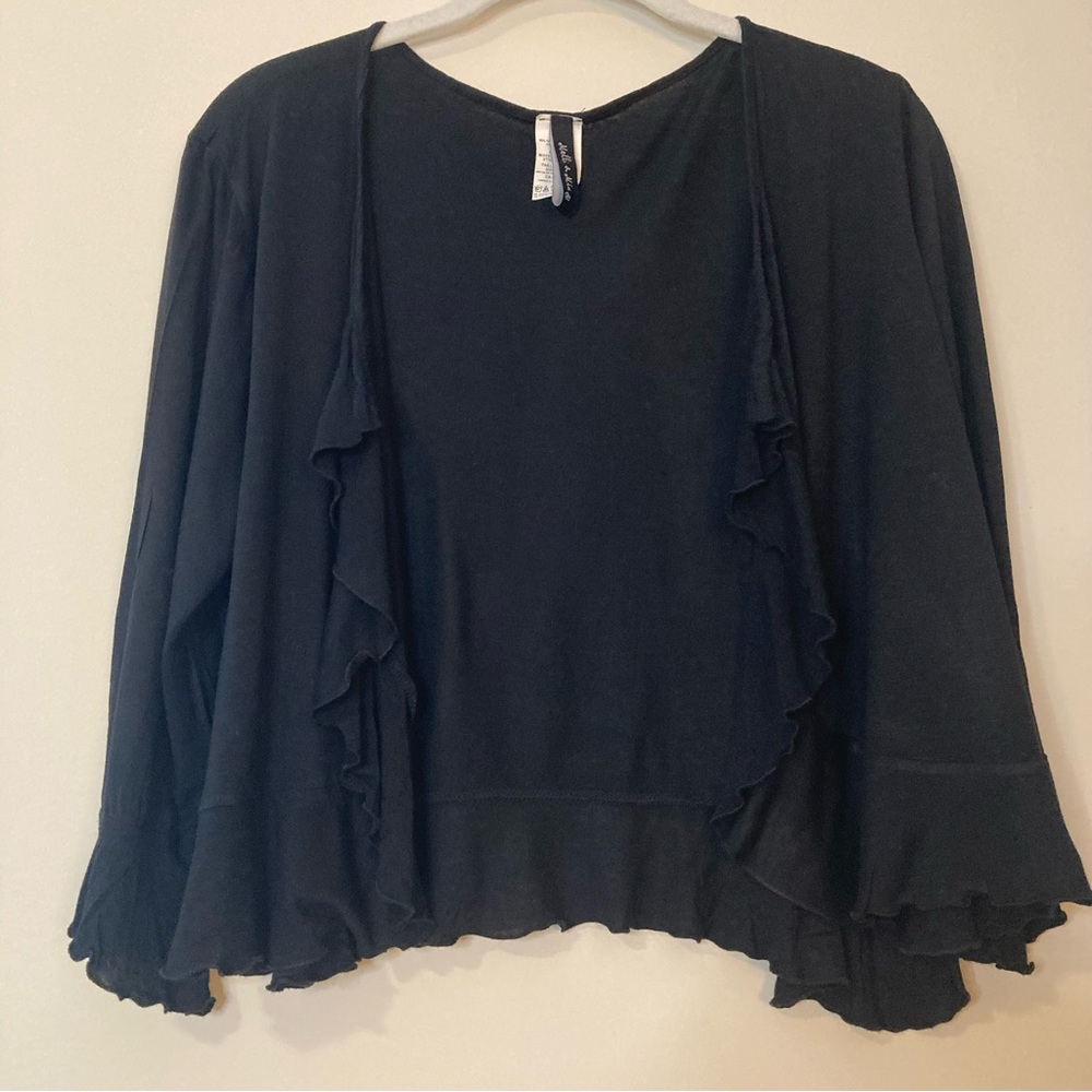Molli & Mia Cropped Black 3/4 Sleeve Shrug Large